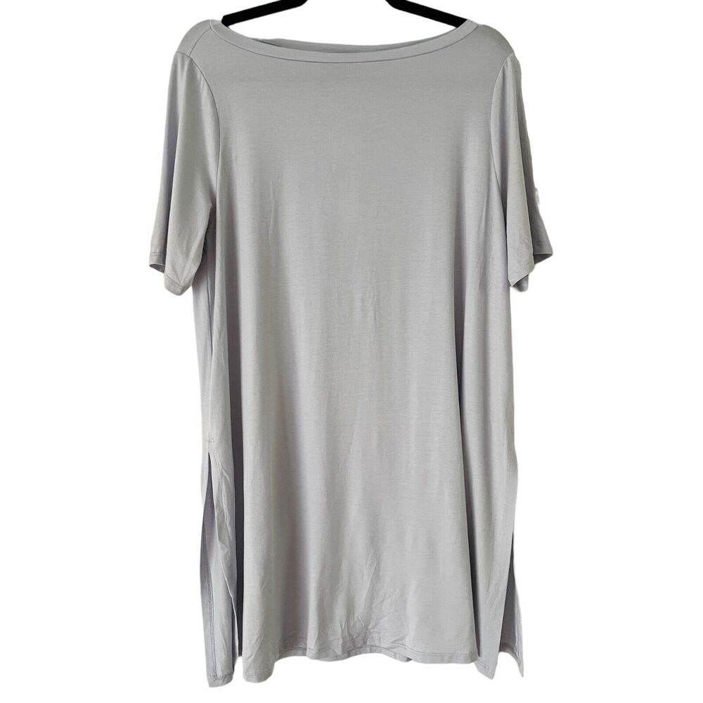 NWT Eileen Fisher Sky Blue Short Sleeve Boat Neck Tencel Tunic Top Size Medium - Picture 1 of 6